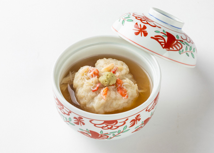 蓮根饅頭カニ餡かけ
